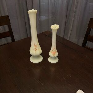 Elegant Cream Floral Vases Set